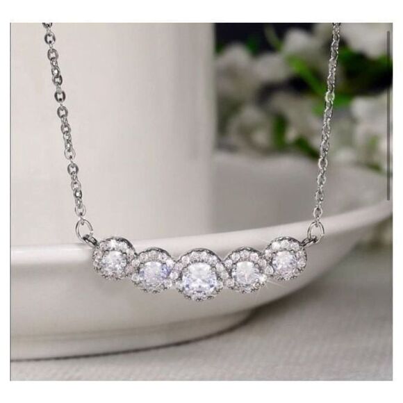 The Smith Cubic Zirconia and 925 Silver Pendants Necklace - Picture 2 of 4